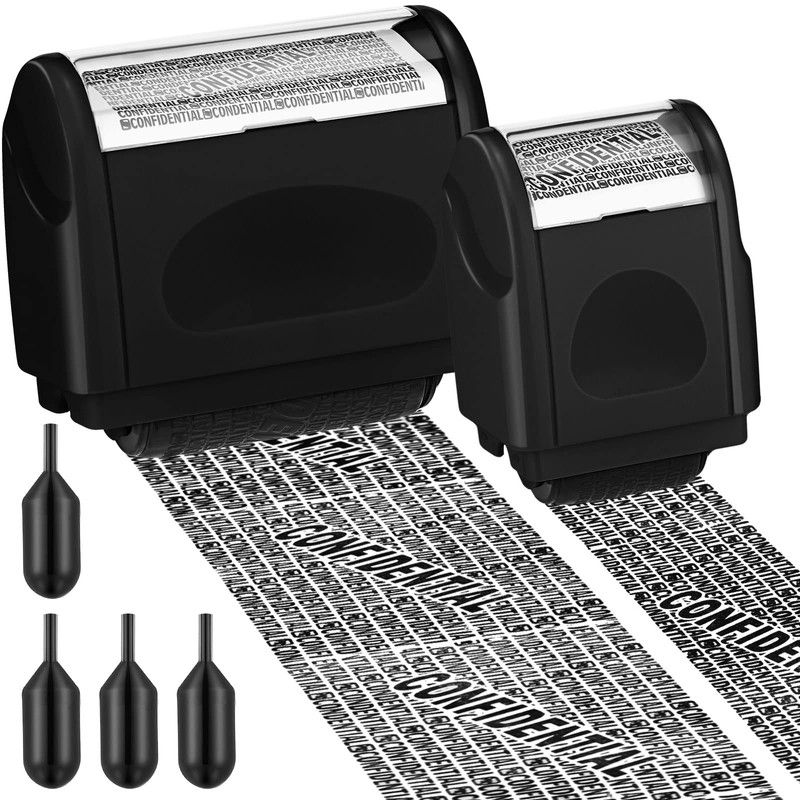 Nezyo 2 Pack Identity Protection Roller Stamp Identity Theft, Confidential,