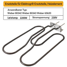 Gemsaya Heating Element 80342 80343 65620 for Weber Electric Grill, 2200 W 230 V Replacement Part Grill Heating Tube Compatible with Q140, Q1400 Grill
