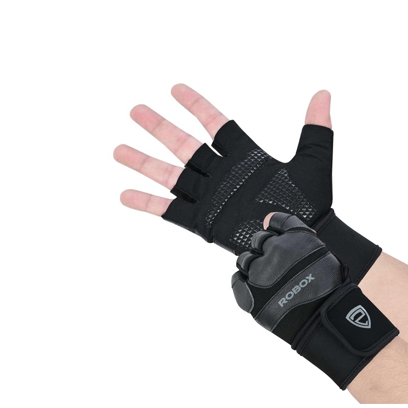 ROBOX Weightlifting Wrist Support Gloves, Gym Heavy Lifting Breathable Palm