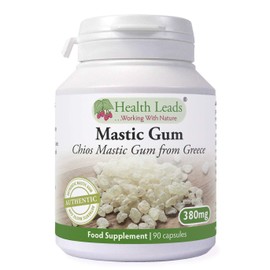 Natural Greek Chios (Xios) Mastic Gum 380mg x 90 Capsules, 100% Authentc Mastiha from Greece, Vegan, Magnesium Stearate Free & No Nasties, Manufactured in Wales