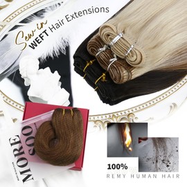 Moresoo Weaving Extensions for Sewing In, Real Hair Wefts, Light Brown Weave Hair Extensions, Brazilian Human Hair Bundles, 100 g, Thick Remy Hair, Colour No. 8, 40 cm