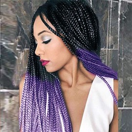 Black Purple Braided Wigs for Black Women Long Box Braids Wig Ombre Micro Million Braid Wig Realistic Hairline Glueless Cornrow Braid Colorful Synthetic Heat Resistant Hair Cosplay Makeup Drag 26 Inch