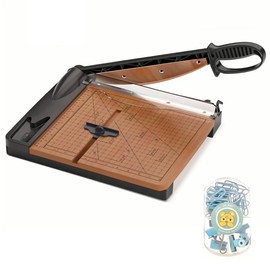 12 Inch Heavy Duty Paper Cutter, Wood Guillotine Paper Cutter & Paper Trimmer, 30 Sheets Capacity Paper Cutting Board for Classroom, Crafting, Cardstock