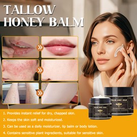 wlecoso Beef Tallow for Skin - Beef Tallow For Face - Tallow Face Moisturizer - Hydrating Tallow Balm with Raw Honey and Beeswax - Grass Fed Beef Tallow For Skin -Moisturizer for Face,Body&Sensitive Skin