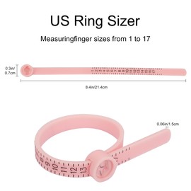 TUNQISM 1-17 USA Rings Size Upgraded Ring Sizer Measuring Set Reusable Finger Size Gauge Measure Tool Jewelry Sizing Tools (Pink)