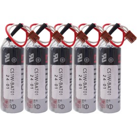 Zivases (5 Pack) ER17500V/3.6V Battery ER17500V 2700mAh CS1W-BAT01 Batteries Compatible with CS1W-BAT01 Industrial PLC Lithium Battery with Plug