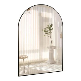 Black Arch Bathroom Wall Mirror,20 x 30 Inch Arched Vanity Modern Tempered Glass Mirror for Bedroom,Living Room,Entryway