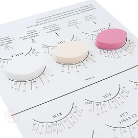 Lash Extension Beginner Practice Chart Lash Mapping Chart Kit 1 Eyelash Practice Cards & 5 Mix Colors Eye Shape Sponges Eyelash Extension Curl & Diameter Sheet (White - Type B+5pcs Mix Color Sponges)