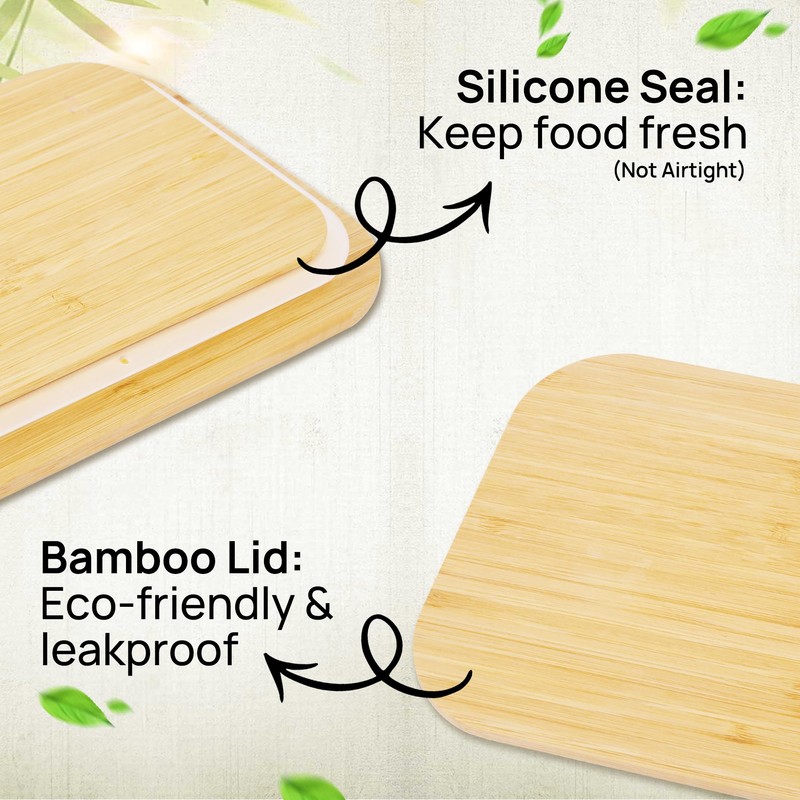 Vtopmart Glass Food Storage Containers with Bamboo Lids, 4 Pack