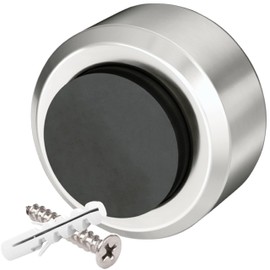 PLURI - Premium Door Stop Stainless Steel [Set of 1] - Free Mounting Material, Rubber Buffers, Door Stopper Handle, Wall Protection Door Knob, Wall Mounting