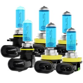 XG Glitter Headlights Fit for Toyota Camry 2007-2014 Halogen Headlight Bulbs, 9005 High Beams H11 Low Beams h11 Fog Lights, High Power 6000K White Light, Pack of 6