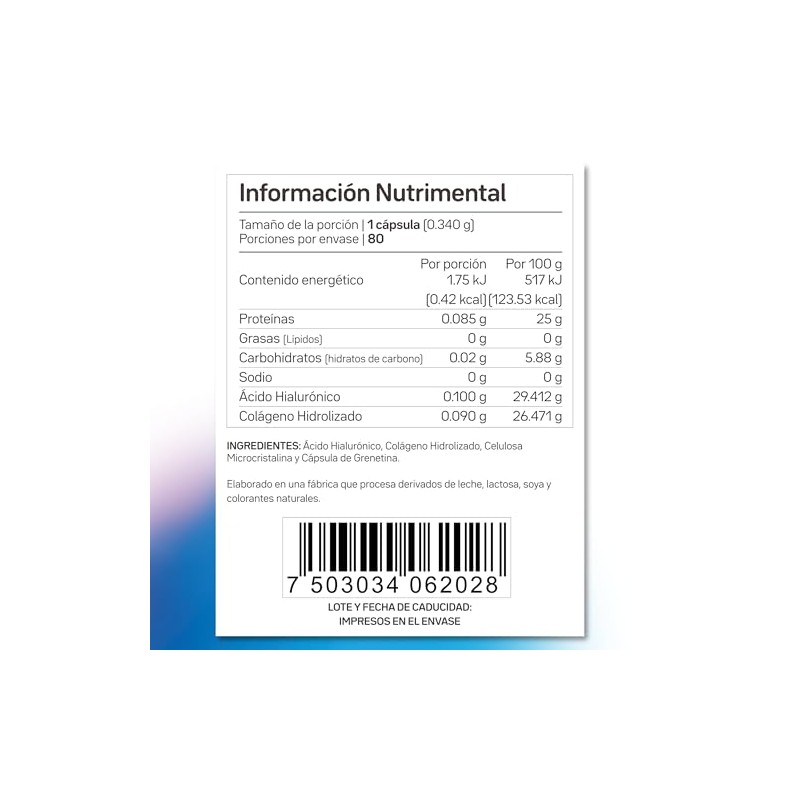 Primetech Nutrition Ácido Hialurónico Cápsulas, 80 Cápsulas 100 Mg