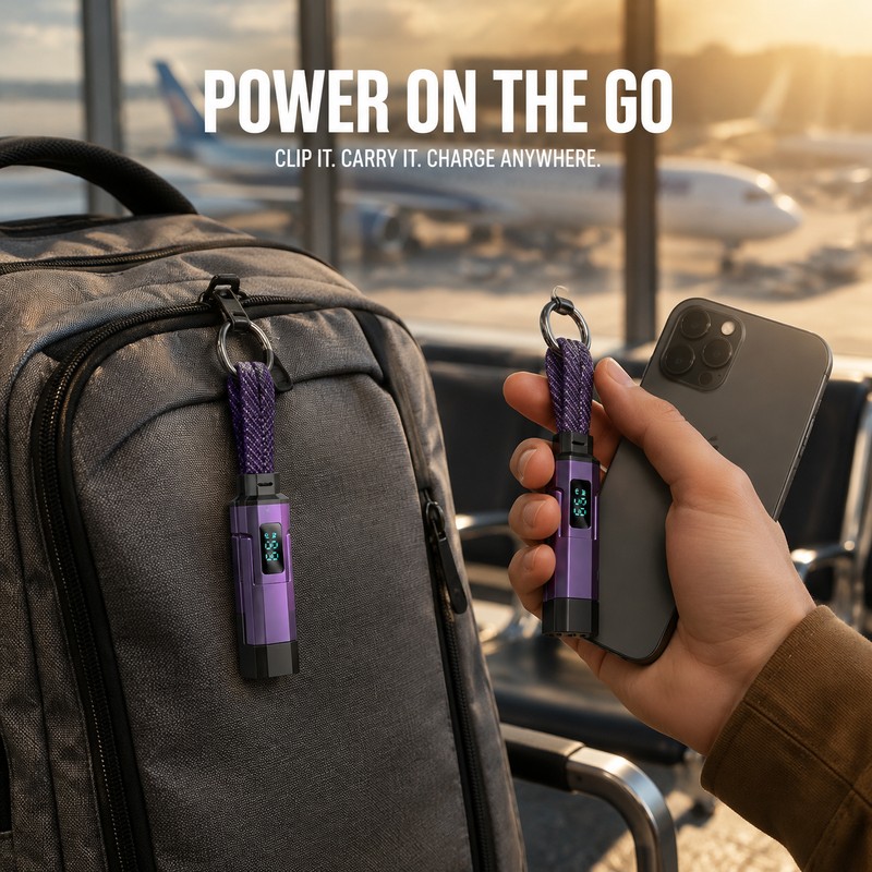 2-Pack 4-in-1 65W Keychain Charging Cables with Digital Power Display