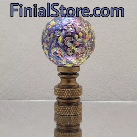 BALL Glitterbomb Blue Speckled 1" Ball Lamp Finial Nickel/Polishe - Antique Brass/Blue Glitterbomb