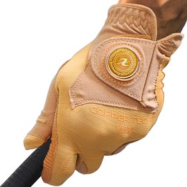 Copper Tech Men's Golf Gloves - Optimal Wrist Support with Copper Infused Thread - 100% AAA Synthetic Tacky Leather - Perfect for Summer & Fall Golfing - Golf Gloves Men (Hand Orientation: Both Hand)