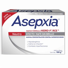 ASEPXIA - Neutro Jabón en Barra. Efecto mate sin brillo, hipoalergénico, calma la irritación y combate imperfecciones. Barra con 100g.                
