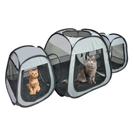 BETYMAN Large Cat Playpen for Indoor Outdoor Cats Enclosed, Foldable Three-Trapezoidal Design for Better Standing, Portable Pet Tent for Kitten Puppy, Dog Play Enclosure with Removable Top Zipper