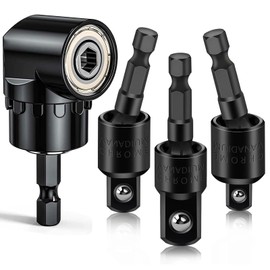 Fruholt Flexible Drill Bit Extension Set with Right Angle Attachment, 360° Rotatable 1/4 3/8 1/2" Impact Grade Socket Adapter Sets for Cordless Drill & Screwdriver, Power Drill & Driver