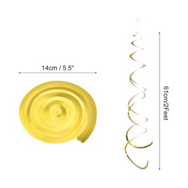 sourcing map 24 Pcs Gold Party Hanging Swirls Single Double Strip Hanging Decorations Foil Swirling Hanging Plastic Ceiling Streamers for Birthday Party with Hang Tag Hook & Strip