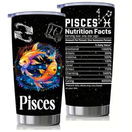 Pisces Constellation Tumblers, Astrology Fans Gifts for Men and Women, 20oz Stainless Steel Insulated Tumblers with Lid, Double Wall Vacuum Water Cups for Hot & Iced Coffee Drinks