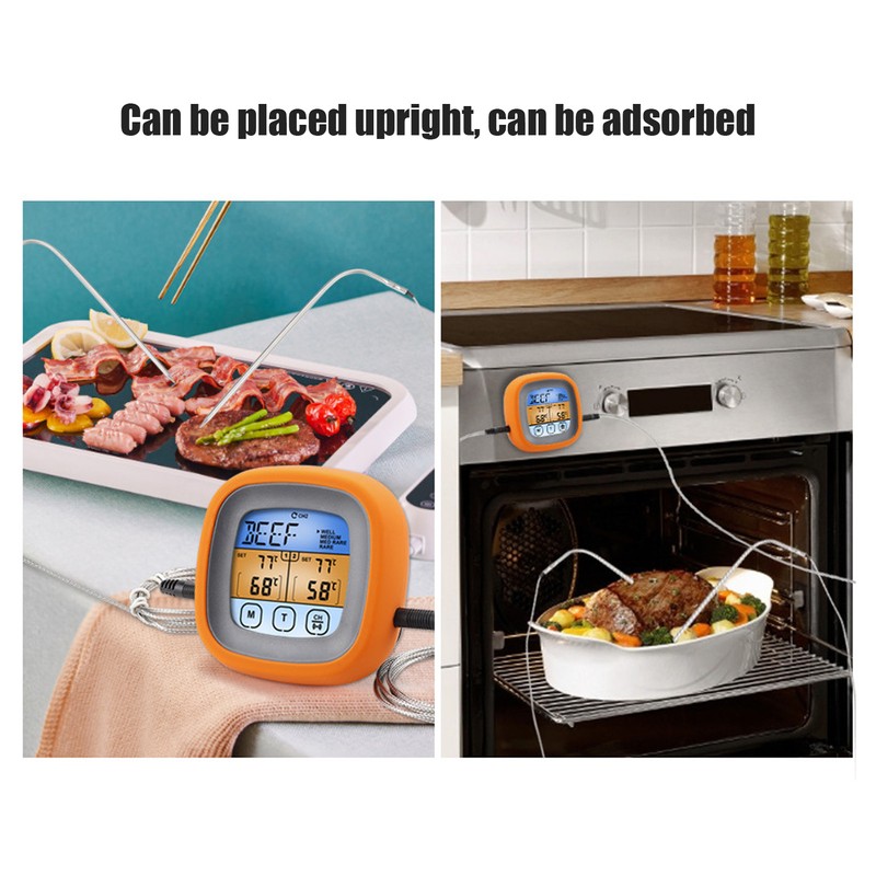 Barbecue Oven Thermometer Dual Probe Electronic Digital Display Touch Button