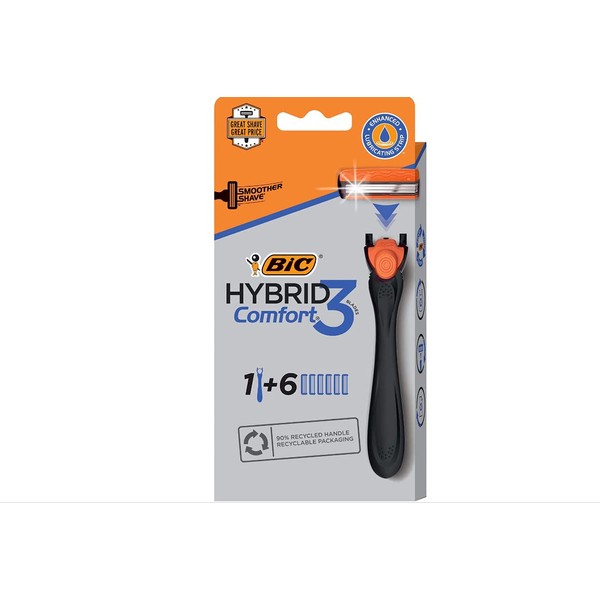 BIC Hybrid Advance 3 Disposable/System Shaver, Men, 6-Count (Pack of 3)
