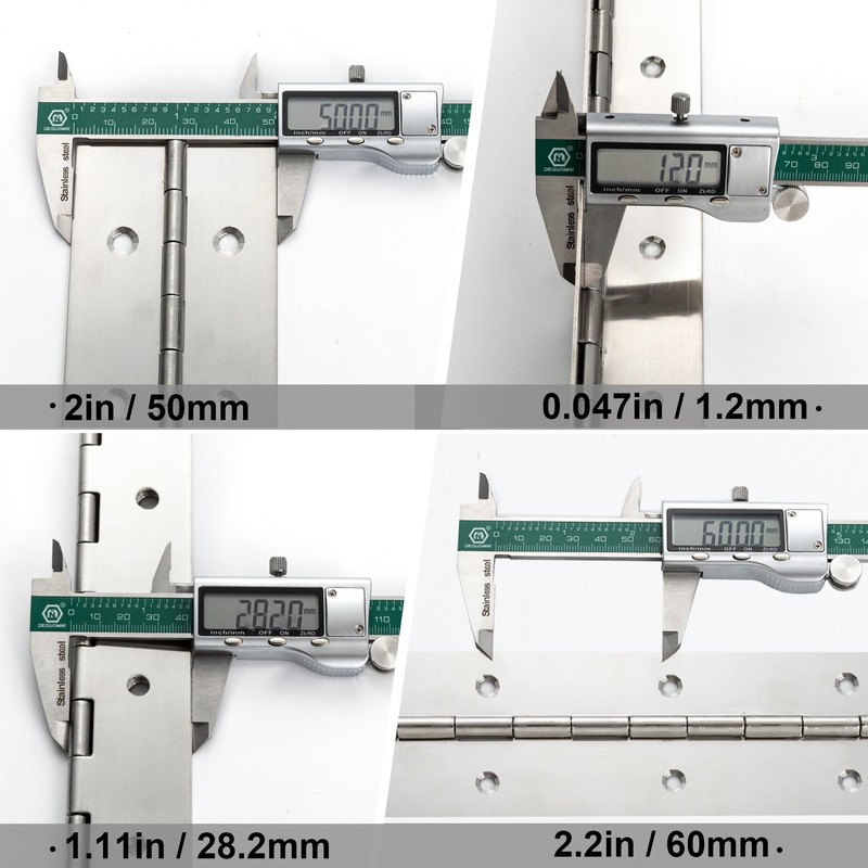 2 Pack Heavy Duty Piano Hinge 48 Inch x 2