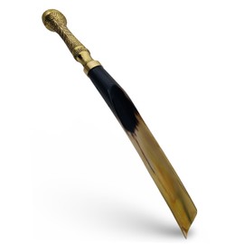 Shoe Horn Made with Real Horn Handmade. Easy Grip Long Brass handle Shoehorn for Men,Women Seniors, Pregnancy, Elderly, back pain, tall people and kids Shoes & Boots. Home or Travel .(16''brass)