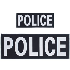 Police Patch Reflective Police Patch Back Removable Sheriff Patch with Velcro for Vest Jacket Uniform Shoulder Bags Backpacks Jeans (1 Small + 1 Large)