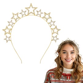 CHEERYMAGIC Star Headbands for Women Girls, Bling Shining Reinstone Christmas Headband Star Headband Crown Star Rhinestone Hair Hoop Wedding Hair Accessories for New Year Party Festival Prop A9LKXXFG