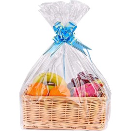 Awpeye Clear Basket Bags 20pack 24"x 30" Large Cellophane Gift Bags for Baskets