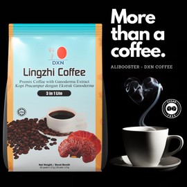 Alibooster DXN Coffee 3 en 1 Light Sans Sucre - Quick and Easy Coffee - Ganoderma Reishi lingzhi - 20 Bags x 21 g