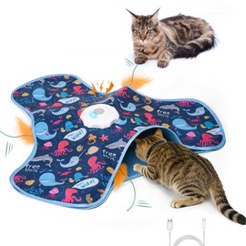 tikibest Interactive Cat Toy, Cat Toys Interactive with Touch Activation, Interactive Cat Toys for Indoor Cats with Moving Feather & Mouse Sounds, Cat Toys for Bored Indoor Adult Cats