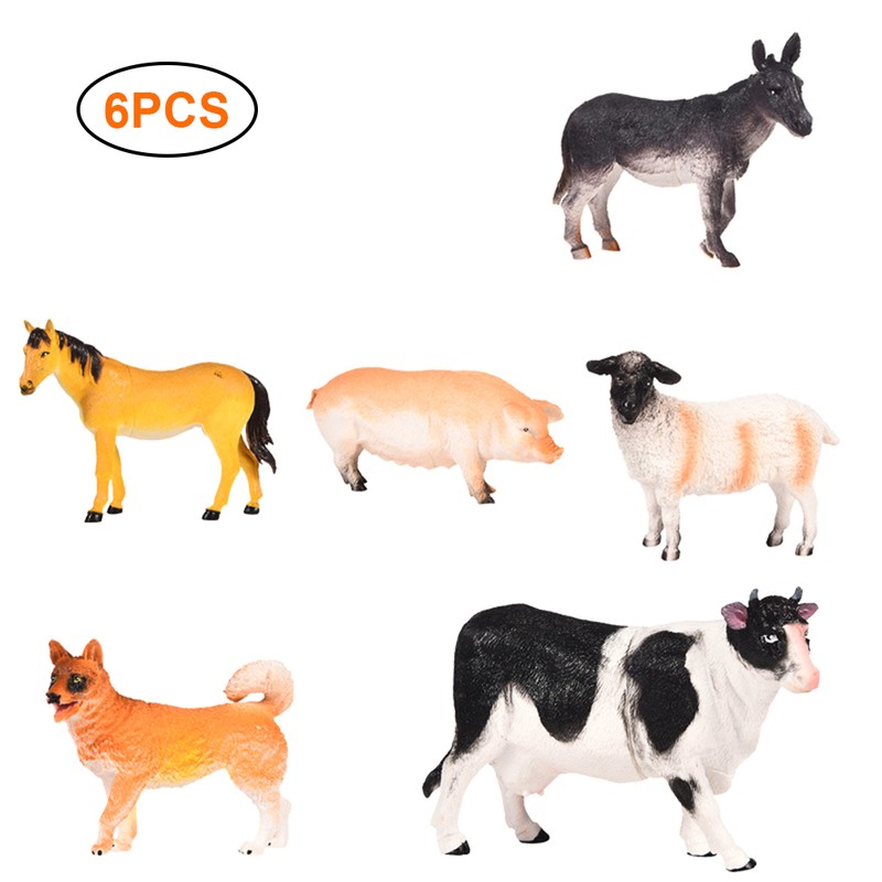 6pcs/set Simulation Farm Animal Toys Realistic Plastic Animal Figurines Farm