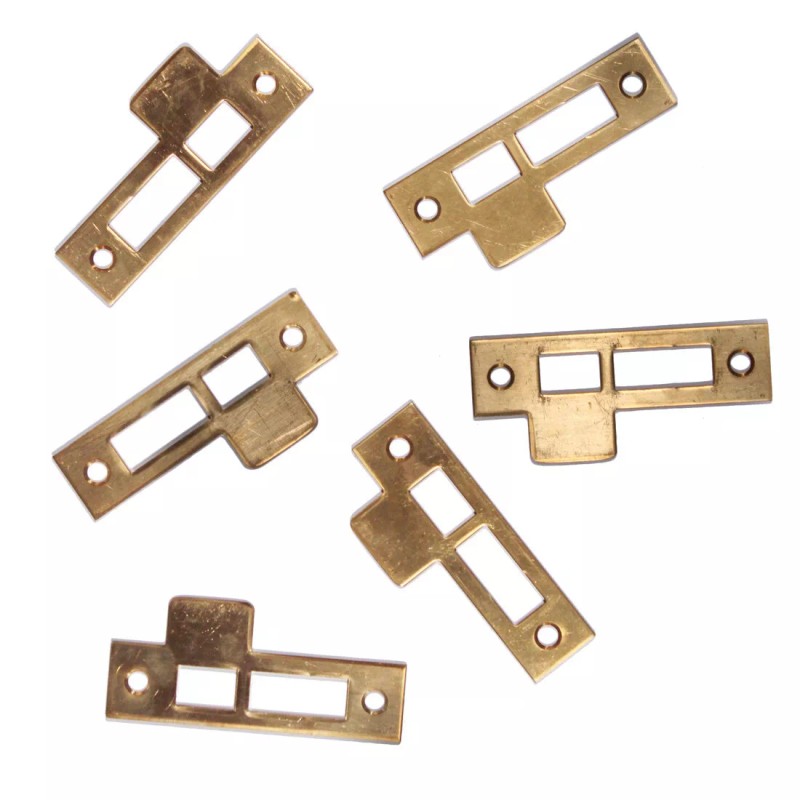 Antique Brass Strike Plates for Mortise Locks, 3/16" Spacing, NSTP71