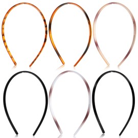 Ouligay 6 Stück Dünn Haarreif aus Kunststoff mit Zähnen, Rutschfeste Stirnbänder Haarreifen Damen Dünne Stirnband Plain Headbands für Frauen Herren Männer Mädchen Outdoor Sports Yoga