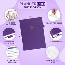 Clever Fox Planner PRO 2nd Edition – Undated Weekly Agenda Planner for Setting Goals, Tasks & Time Management – Life Organizer with To-do Lists & Habit Trackers – Large Format, 8.5x11″ (Purple)