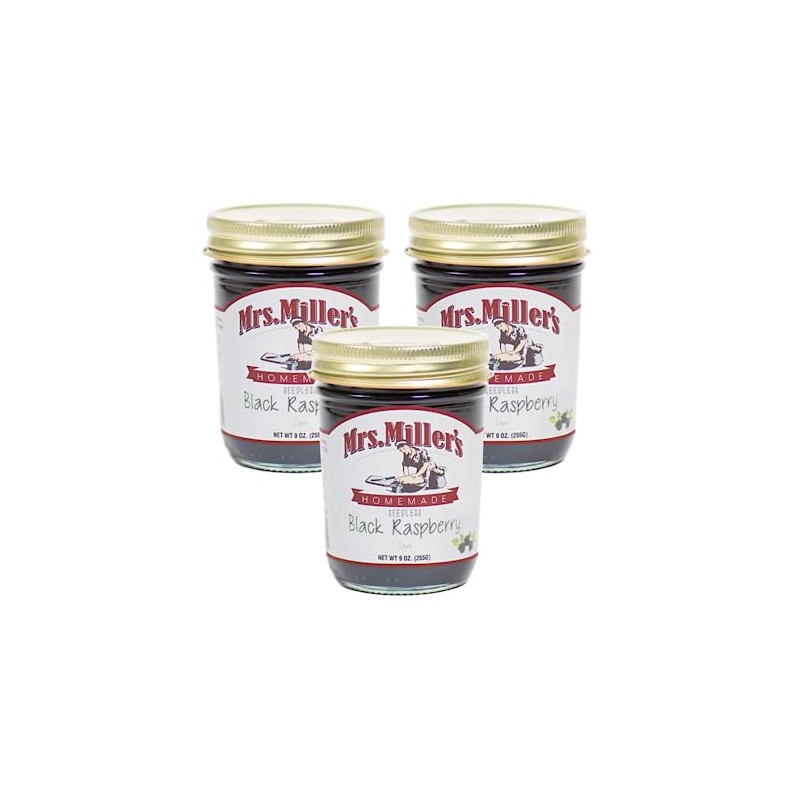 Mrs. Miller's Seedless Black Raspberry Jam 9 Ounce (Pack of