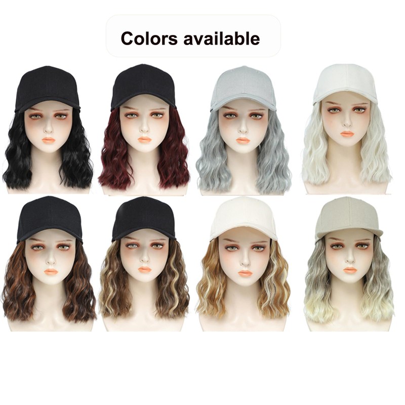 AliRobam Synthetic Wig Hat with Natural Wave Hair Extensions Attached