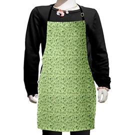 Ambesonne Mint Apron, Culinary Herbs Spices Oregano Parsley Thyme Onion Rosemary Artwork, Small Apron Bib with Adjustable Ties for Baking Painting, Small Size, Green Pistachio Green