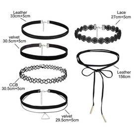 Clyhon 6 Pcs Novelty Choker Necklaces, Elastic Necklace, Choker Necklace Set, Velvet Choker Chain, Necklace Tattoo Collar for Girls Women Teen Girls Children