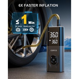 Tire Inflator Portable Air Compressor, CKWUE 180PSI Cordless Air Compressor, 6X Faster Air Pump with Digital Pressure Gauge, ire Air Pump with Dual Mode Inflation （Brown）