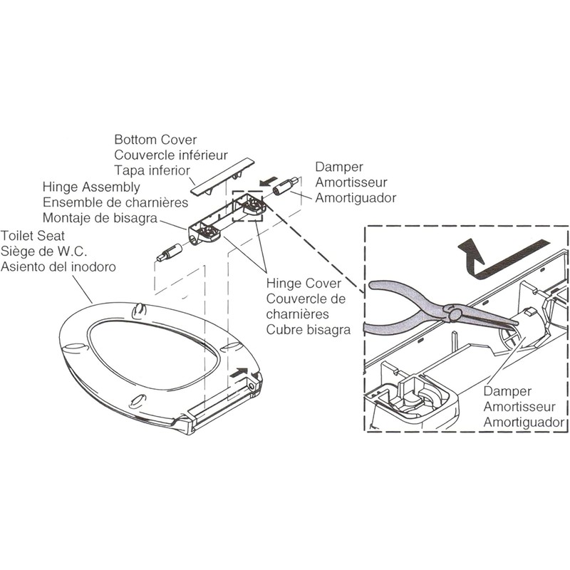 Toilet Seat Hinge Kit Fit for Kohler, Elongated Toilet Seat