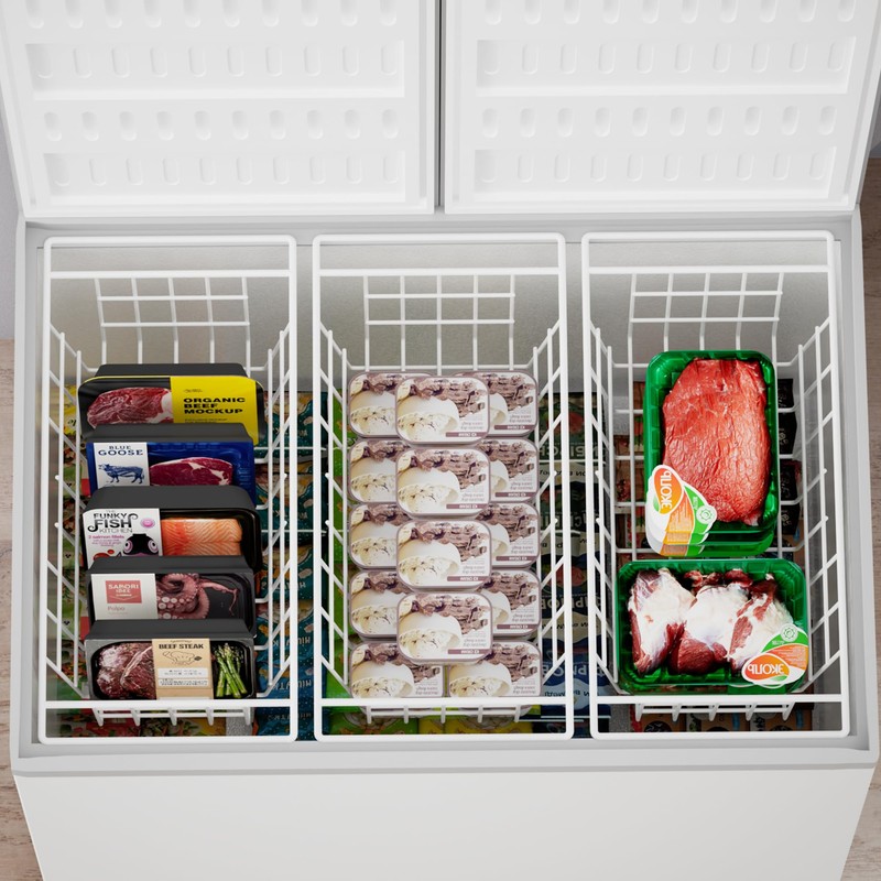 SANNO Chest Freezer Baskets Organizer, Deep Freezer Baskets Bin Sturdy