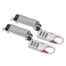 PATIKIL 2 Pack 3 Digit Combination Lock, Helmet Padlock Cable Lock Gym Locker Lock with 1.64Ft Flexible Security Steel Lock Wire for Bike Locker Travel Luggage, Silver