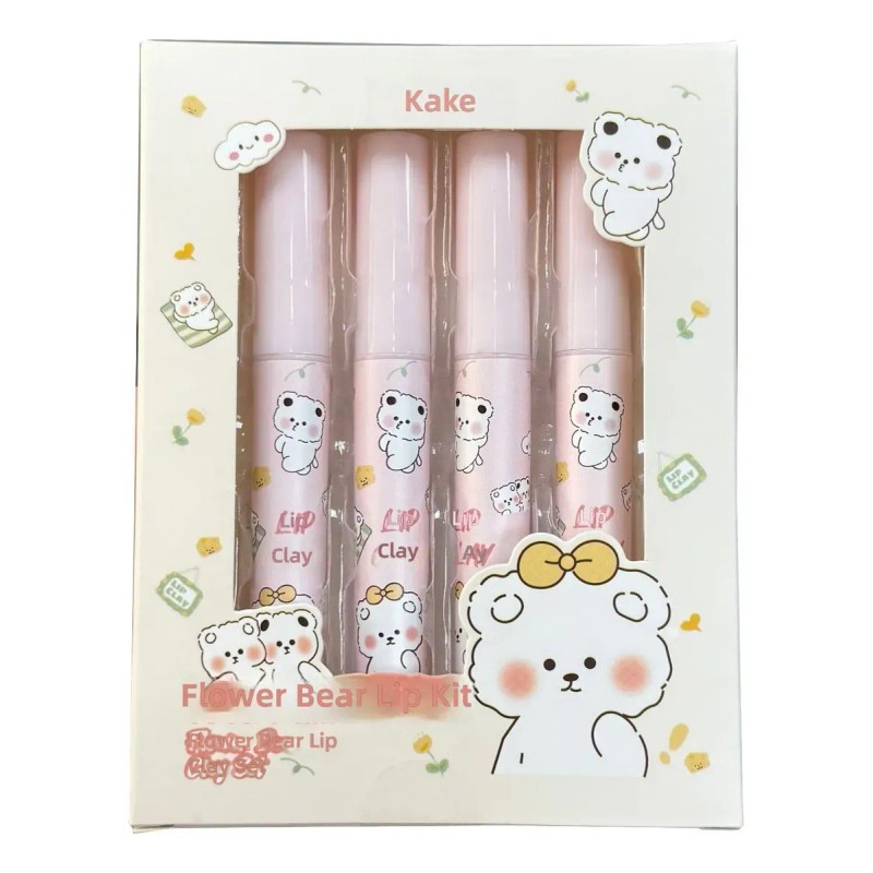 Set De Pintalabios Flower Bear, 4 Unidades, Terciopelo Mate