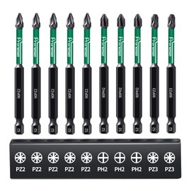 Pronese 10 pcs 90 mm PZ2 & PH2 & PZ3 Magnetic Impact Driver Bits, Long S2 Steel Magnetic Drill Bits