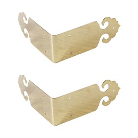 2Pcs Brass Corner Protectors Right Angle Brackets 90 Degree Corner Braces for Box Cabinet Table Chair, 63 x 63mm, Gold