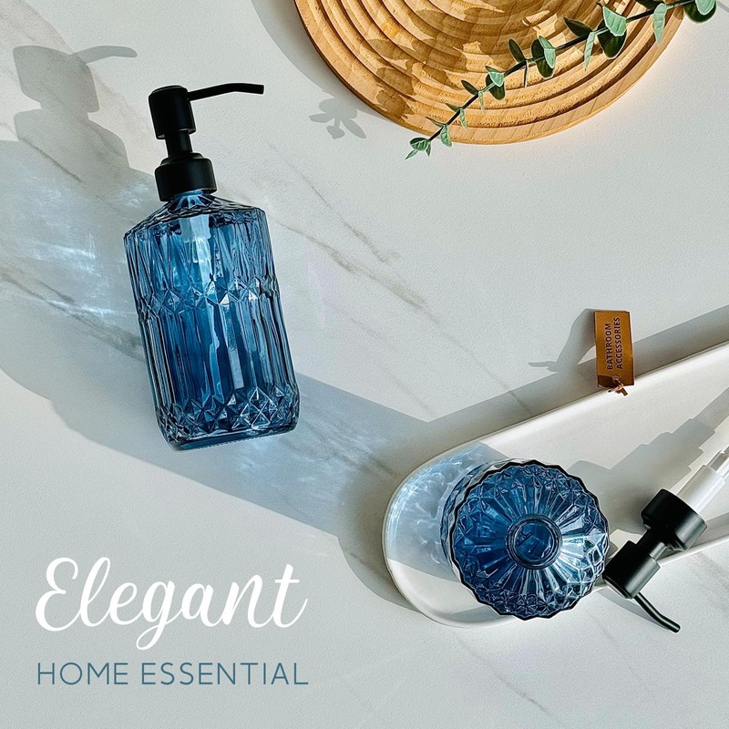 JASAI 18Oz Blue Soap Dispenser with Black Rust Proof Pump,