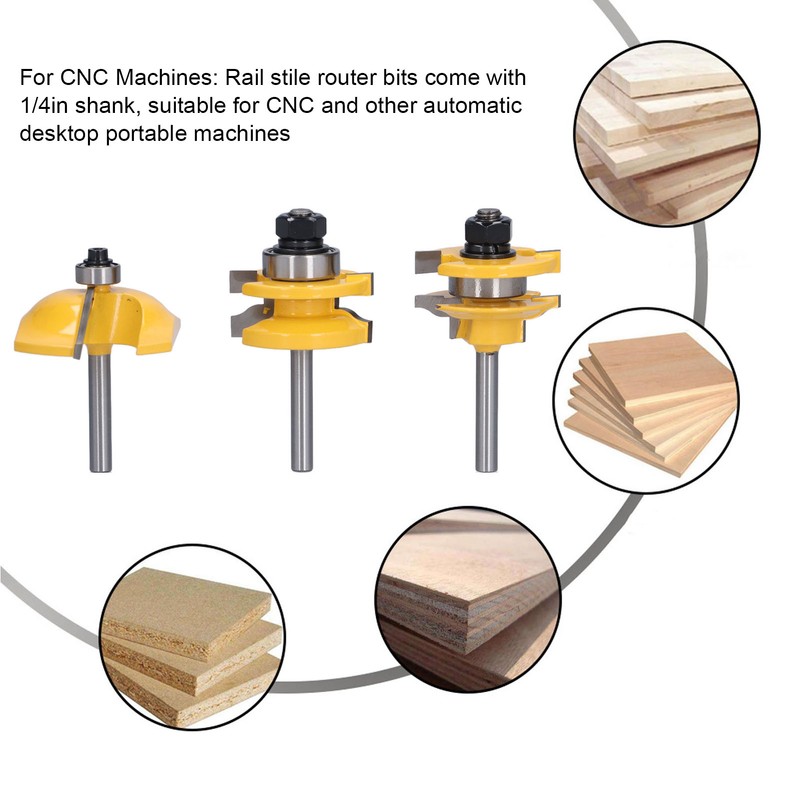 3Pcs Rail Stile Router Bits Roman Ogee Bit Woodworking Groove